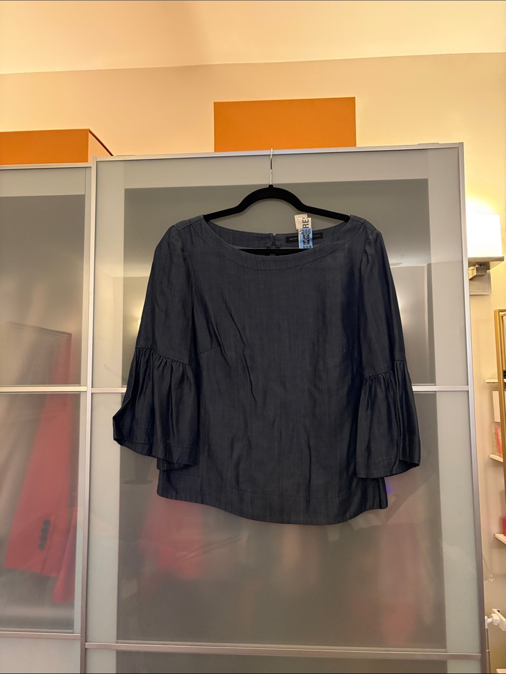 Women’s Navy Blue Bell-Sleeve Top
